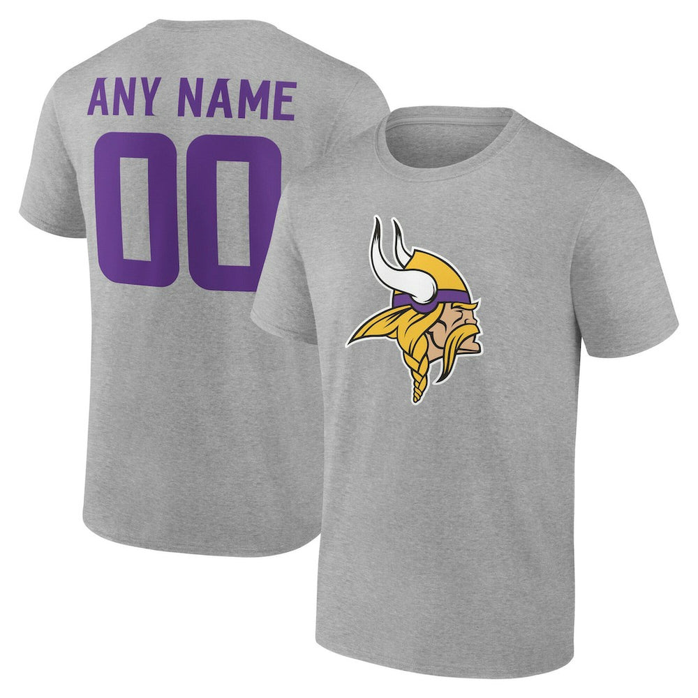 Minnesota Vikings Big & Tall Team Authentic Custom T-Shirt - Gray T-shirts
