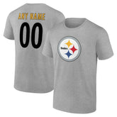 Pittsburgh Steelers Big & Tall Team Authentic Custom T-Shirt - Gray T-shirts