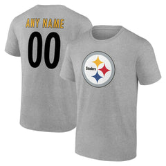 Pittsburgh Steelers Big & Tall Team Authentic Custom T-Shirt - Gray T-shirts