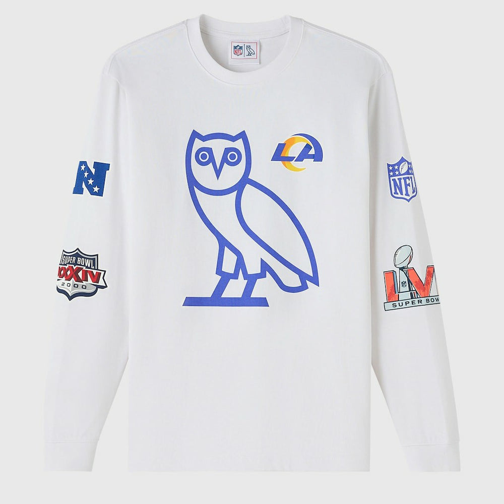 Los Angeles Rams OVO x NFL Unisex Long Sleeve T-Shirt - White T-shirts
