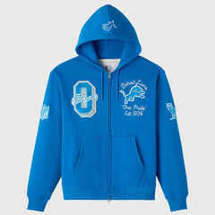 Detroit Lions OVO x NFL Unisex Full-Zip Waffle-Lined Hoodie - Blue Hoodies