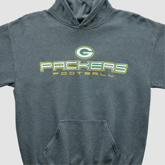 Green Bay Packers 2000s Hooded Pullover Sweatshirt - Dark Heather Gray Pullover