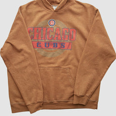 Chicago Cubs 2000s Hooded Pullover Sweatshirt - Tan - Vintage Pullover