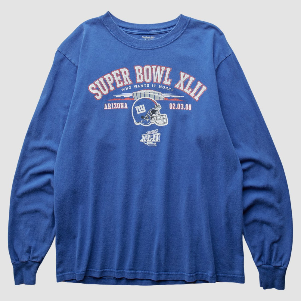 New York Giants Reebok 2008 Long Sleeve T-shirt - Blue T-shirts