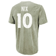 Bo Nix Denver Broncos Majestic Threads Mineral Wash Name & Number T-Shirt - Moss Green T-shirts