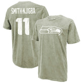 Jaxon Smith-Njigba Seattle Seahawks Majestic Threads Mineral Wash Name & Number T-Shirt - Moss Green T-shirts