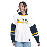 Indiana Pacers G-III 4Her by Carl Banks Women's Key Player Oversized Hooded Long Sleeve T-Shirt White/Navy