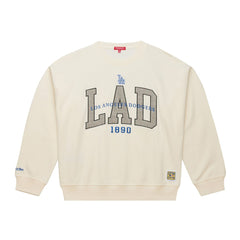Los Angeles Dodgers Mitchell & Ness Women's Premium Crewneck Sweatshirt - Cream Sweatshirts