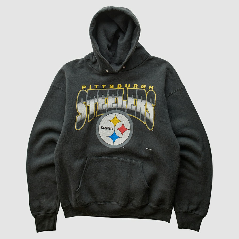 Pittsburgh Steelers 90s Hooded Pullover Sweatshirt - Black Pullover
