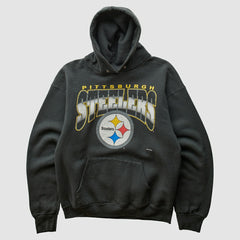 Pittsburgh Steelers 90s Hooded Pullover Sweatshirt - Black Pullover