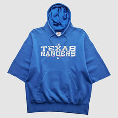 Texas Rangers Majestic 2000s Hooded Pullover Sweatshirt - Blue - 2XVintage Pullover