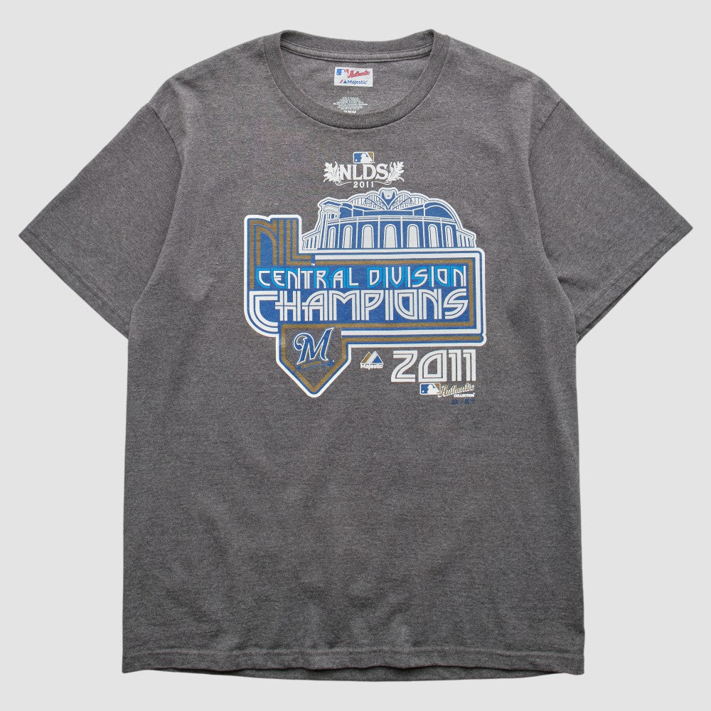Milwaukee Brewers Majestic 2011 T-shirt - Dark Heather Gray - Vintage T-shirts