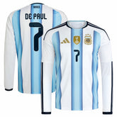 Rodrigo De Paul Argentina National Team 2026 Home Replica Long Sleeve Jersey White - Adidas online