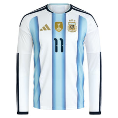 Angel Di Maria Argentina National Team 2026 Home Replica Long Sleeve Jersey White - Adidas cheap