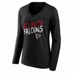 Atlanta Falcons Women's Hustle Long Sleeve V-Neck T-Shirt - Black T-shirts