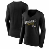 Baltimore Ravens Women's Hustle Long Sleeve V-Neck T-Shirt - Black T-shirts