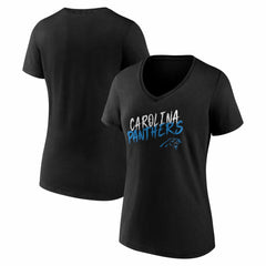 Carolina Panthers Women's Hustle V-Neck T-Shirt - Black T-shirts