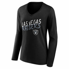 Las Vegas Raiders Women's Hustle Long Sleeve V-Neck T-Shirt - Black T-shirts