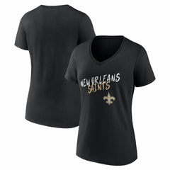 New Orleans Saints Women's Hustle V-Neck T-Shirt - Black T-shirts