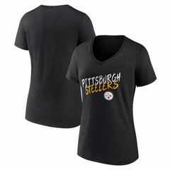 Pittsburgh Steelers Women's Hustle V-Neck T-Shirt - Black T-shirts
