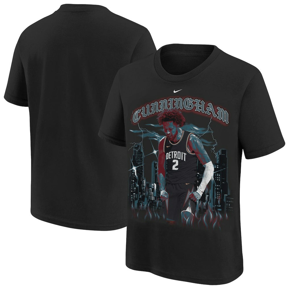 Cade Cunningham Detroit Pistons Youth City Edition Player T-Shirt Black - Nike