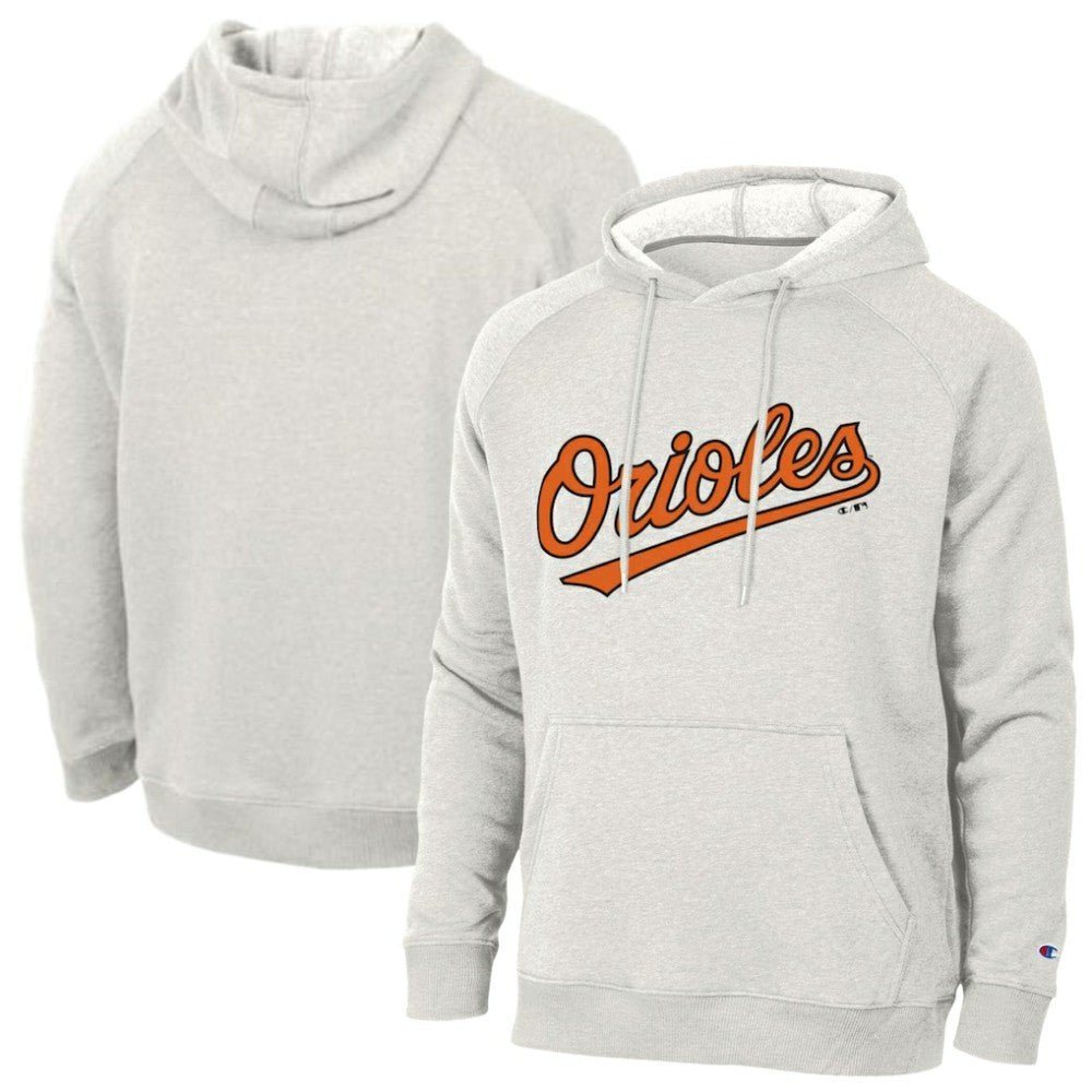 Baltimore Orioles Champion Triumph Tri-Blend Raglan Hoodie - Heathered Core Ultra Light Grey Hoodies