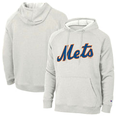 New York Mets Champion Triumph Tri-Blend Raglan Hoodie - Heathered Core Ultra Light Grey Hoodies