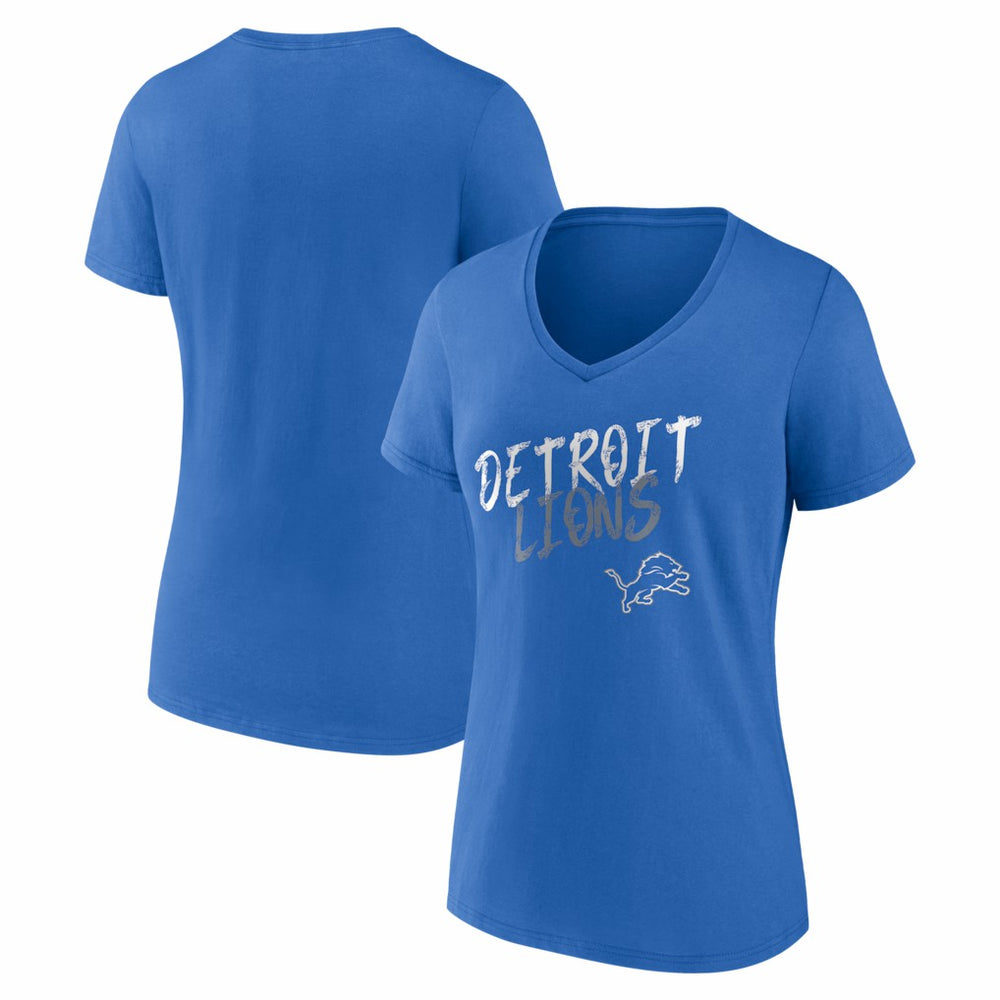 Detroit Lions Women's Hustle V-Neck T-Shirt - Blue T-shirts