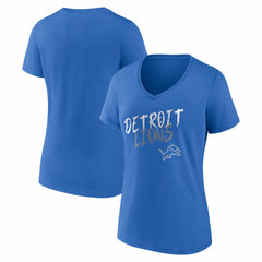 Detroit Lions Women's Hustle V-Neck T-Shirt - Blue T-shirts