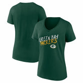 Green Bay Packers Women's Hustle V-Neck T-Shirt - Green T-shirts