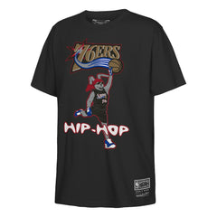Philadelphia 76ers Youth Hip Hop T-Shirt Black - Mitchell & Ness