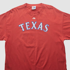 Texas Rangers Majestic 2000s T-shirt - Red - Vintage T-shirts
