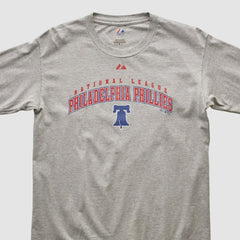 Philadelphia Phillies Majestic 2000s Long Sleeve T-shirt - Heather Gray - Vintage T-shirts