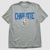 Charlotte Hornets Trench 90s T-shirt Heather Gray Vintage - Vintage