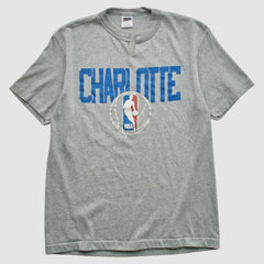 Charlotte Hornets Trench 90s T-shirt Heather Gray Vintage - Vintage