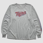 Minnesota Twins Lee Apparel 2000s Long Sleeve T-shirt - Heather Gray - Vintage T-shirts