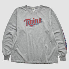 Minnesota Twins Lee Apparel 2000s Long Sleeve T-shirt - Heather Gray - Vintage T-shirts