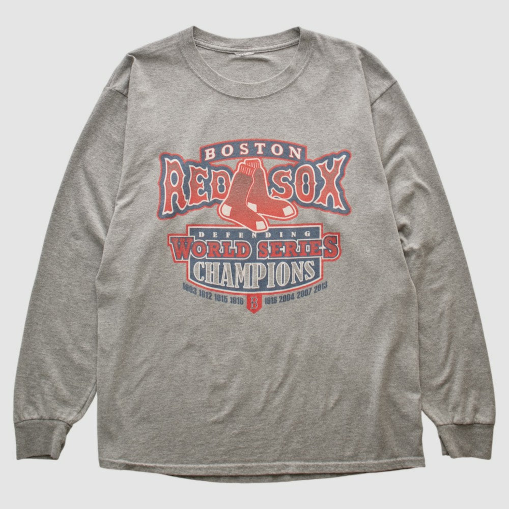 Boston Red Sox 2013 Long Sleeve T-shirt - Heather Gray - Vintage T-shirts