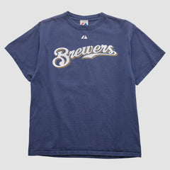 Milwaukee Brewers Majestic 2008 T-shirt - Navy - Vintage T-shirts
