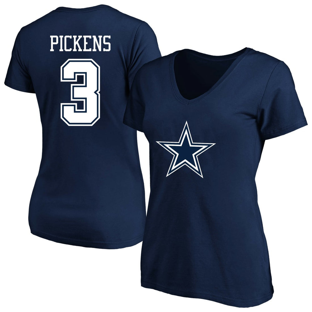 George Pickens Dallas Cowboys Women's Plus Size Name & Number V-Neck T-Shirt - Navy T-shirts