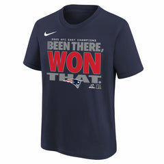 New England Patriots Youth 2025 AFC East Division Champions Locker Room Trophy Collection T-Shirt - Navy T-shirts