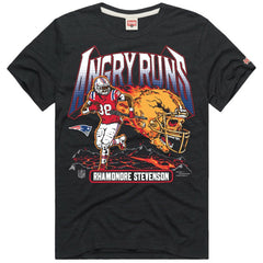 Rhamondre Stevenson New England Patriots Homage Unisex Angry Runs Player Graphic Tri-Blend T-Shirt - Charcoal T-shirts