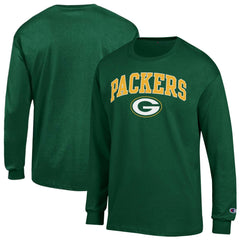Green Bay Packers Champion Arch Over Logo Long Sleeve T-Shirt - Green T-shirts