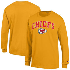 Kansas City Chiefs Champion Arch Over Logo Long Sleeve T-Shirt - Gold T-shirts