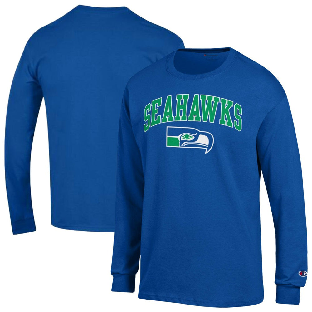 Seattle Seahawks Champion Arch Over Logo Long Sleeve T-Shirt - Royal T-shirts