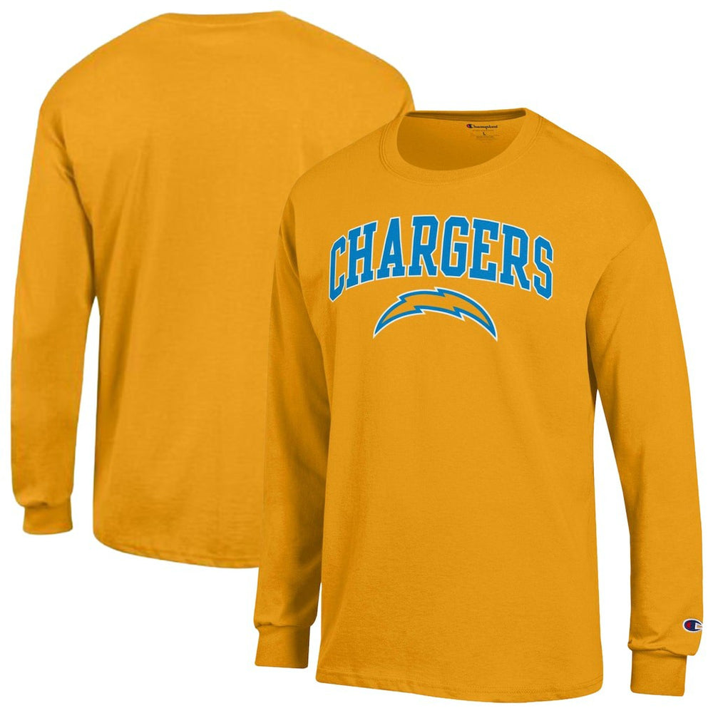 Los Angeles Chargers Champion Arch Over Logo Long Sleeve T-Shirt - Gold T-shirts