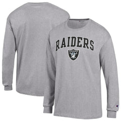 Las Vegas Raiders Champion Arch Over Logo Long Sleeve T-Shirt - Gray T-shirts