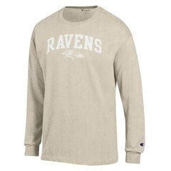 Baltimore Ravens Champion White Ink Jersey Long Sleeve T-Shirt - Oatmeal T-shirts