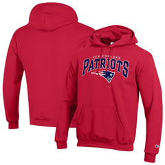 New England Patriots Champion Powerblend Arch over Logo Hoodie - Red Hoodies