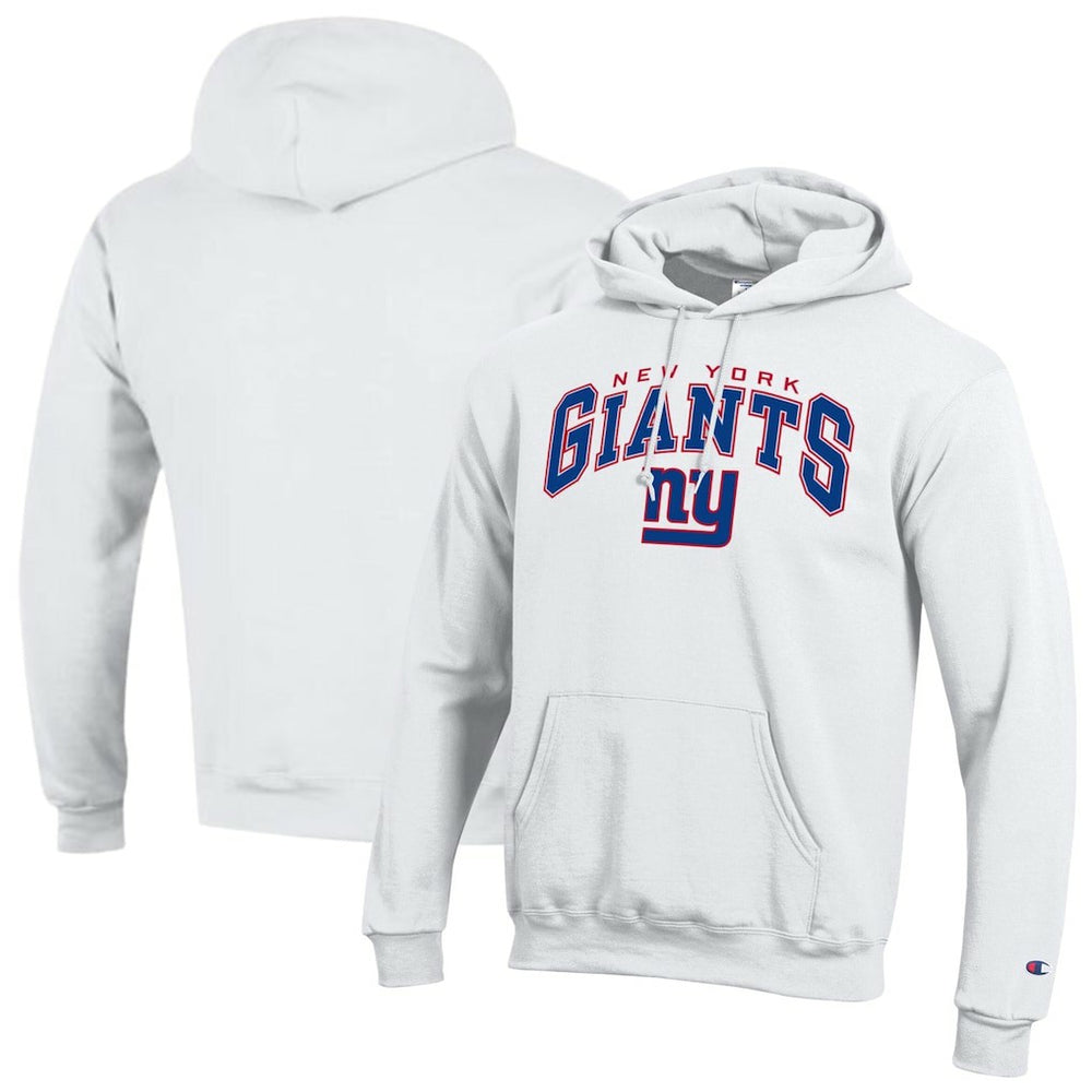 New York Giants Champion Powerblend Arch over Logo Hoodie - White Hoodies